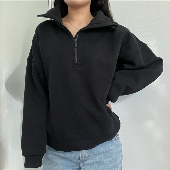 lululemon athletica Tops - Lululemon Black Half-Zip Pullover Sweatshirt M/L oversized